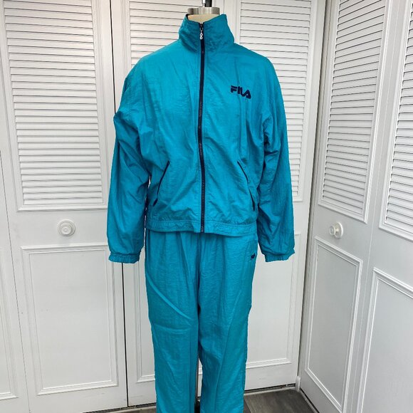 Fila Track Suit Women Sz. XL Turquoise with black accents - Picture 1 of 13